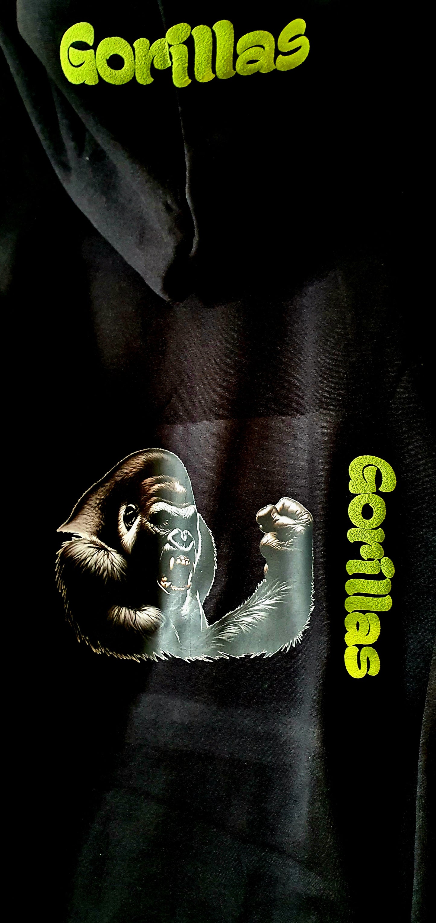 Gorillas Hoodie Kapuzenpullover Schwarz Neon gelb