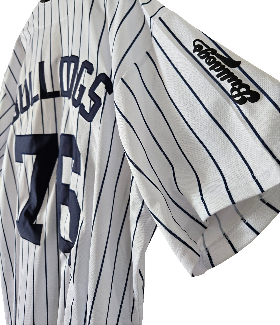 Baseball Trikot Hemd Bulldogs Weiß dunkelblau gestreift New York