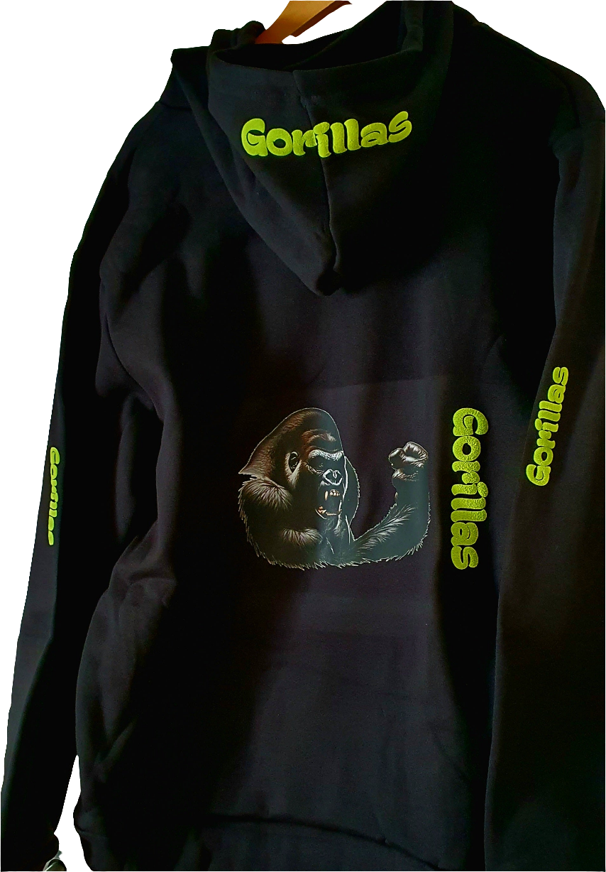 Gorillas Hoodie Kapuzenpullover Schwarz Neon gelb