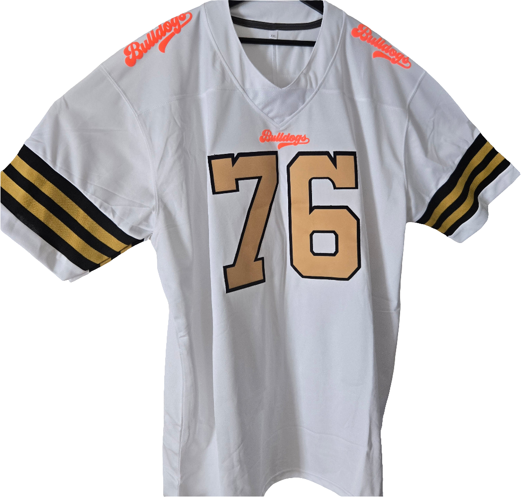 American Football Trikot Bulldogs Weiß Schwarz Gold oder Orange