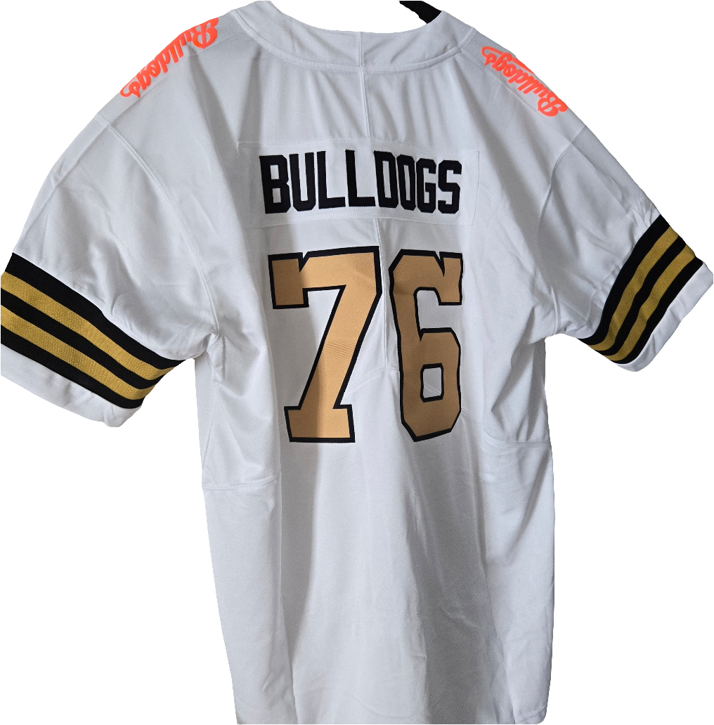 American Football Trikot Bulldogs Weiß Schwarz Gold oder Orange