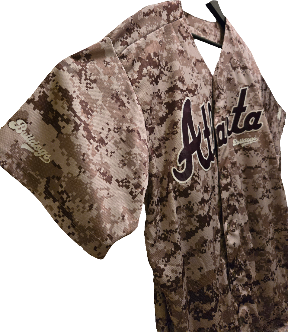 Baseball Trikot Hemd Bulldogs Camouflage Braun Atlanta