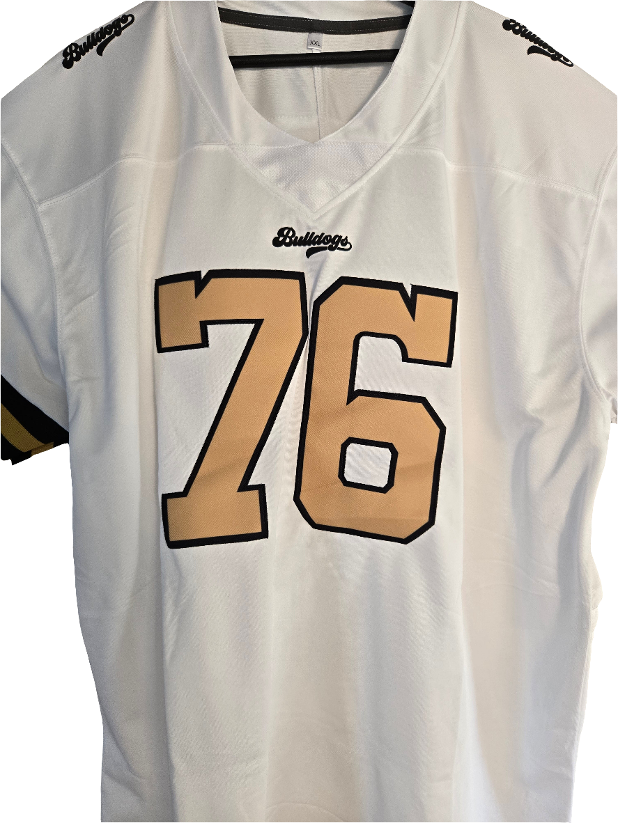 American Football Trikot Bulldogs Weiß Schwarz Gold oder Orange