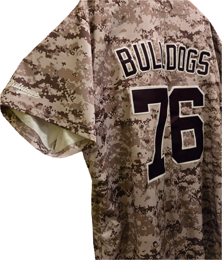 Baseball Trikot Hemd Bulldogs Camouflage Braun Atlanta