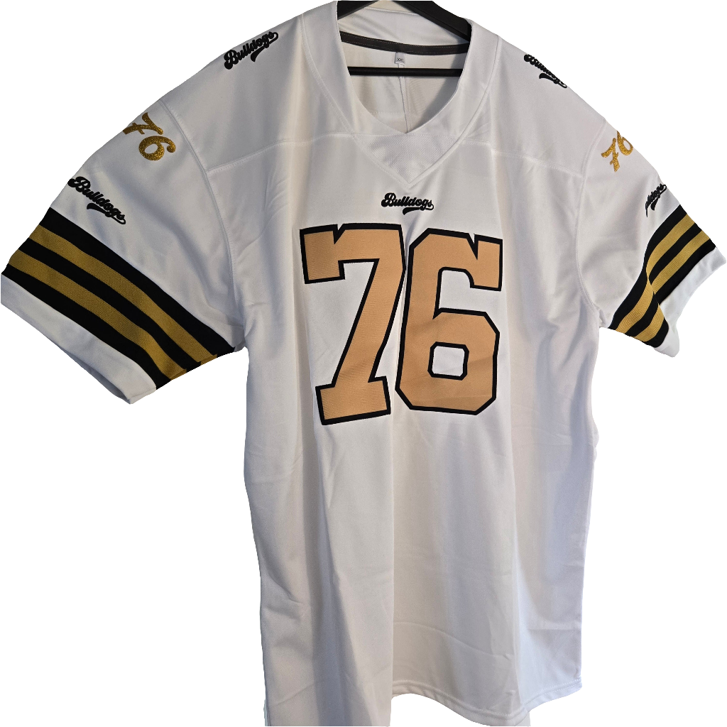 American Football Trikot Bulldogs Weiß Schwarz Gold oder Orange