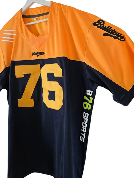 American Football Trikot Bulldogs Bodybuilding Orange dunkelblau Oversize XXL