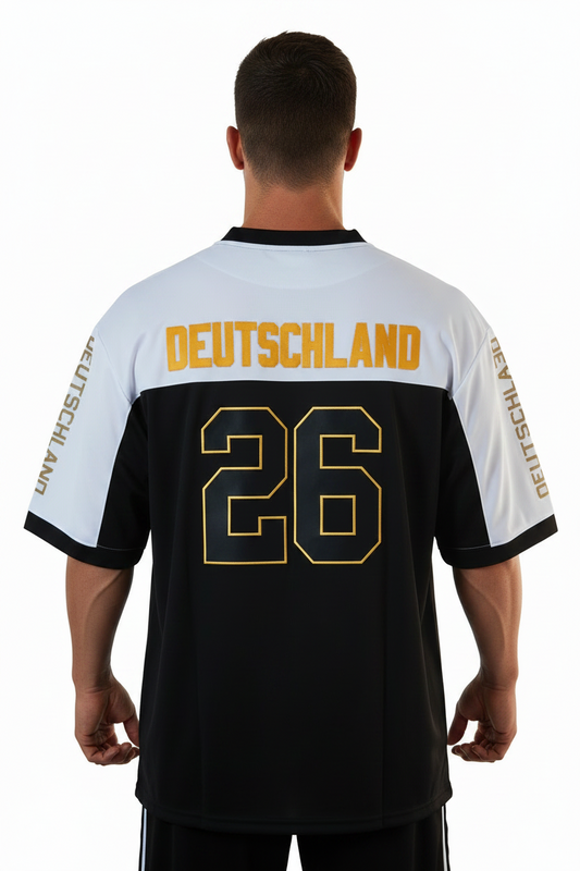 American Football Trikot Deutschland Fußball WM 26 schwarz weiß gold