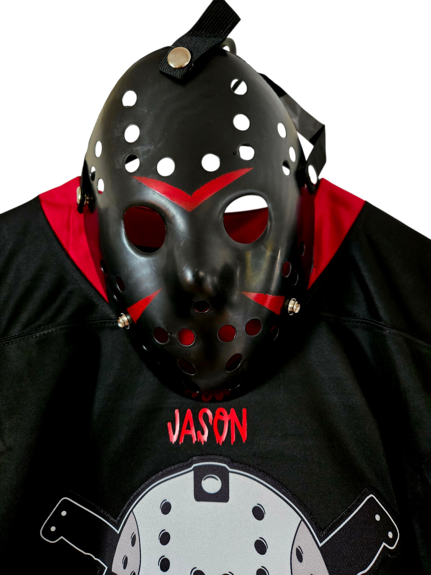 Halloween Karneval Set Football Trikot Jason Voorhees Nummer 13 mit Maske (schwarz) XXL