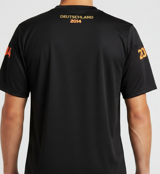 Baumwoll T-Shirt Deutschland WM 2014 schwarz gold orange American Football Style