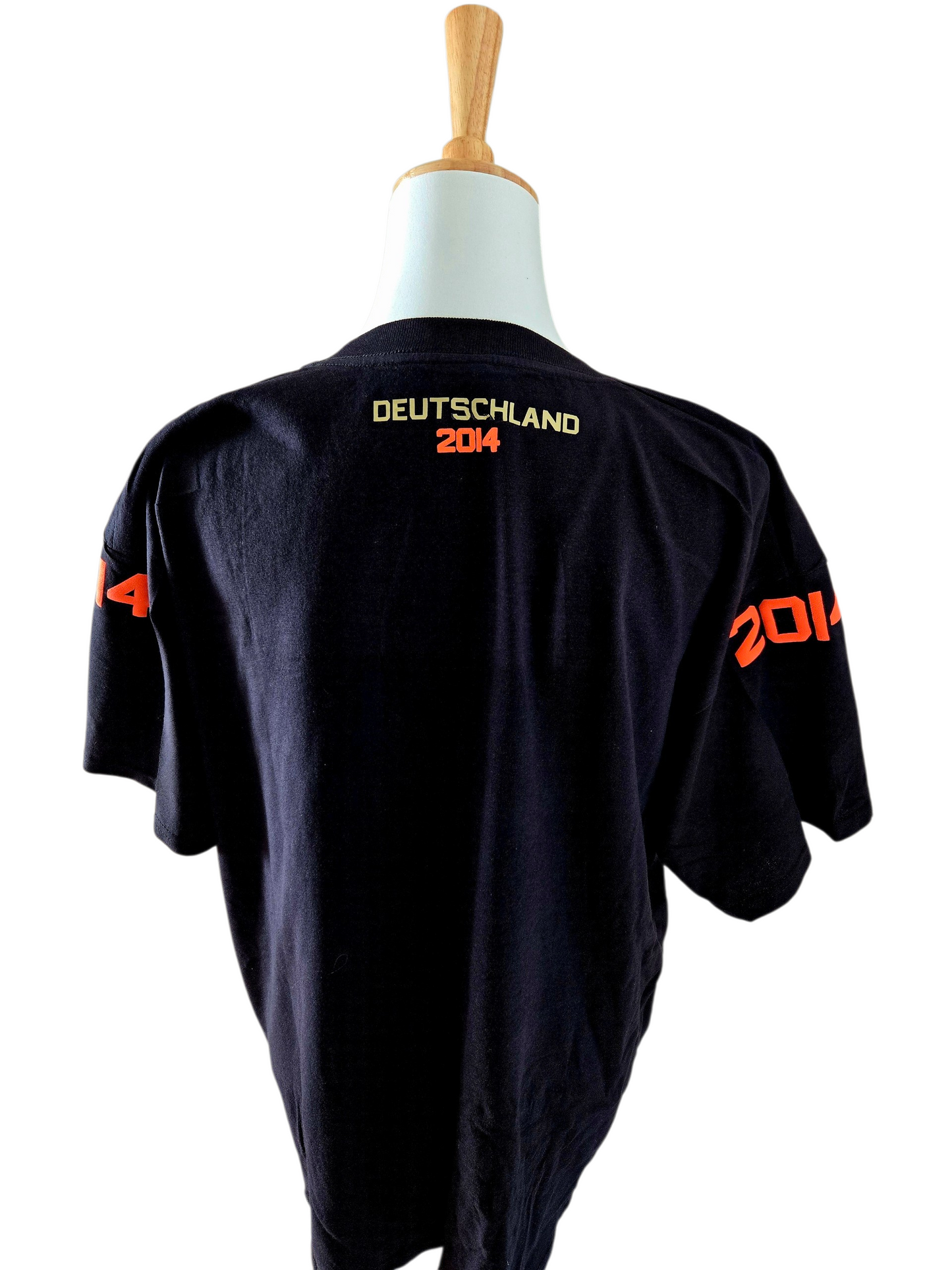 Baumwoll T-Shirt Deutschland WM 2014 schwarz gold orange American Football Style