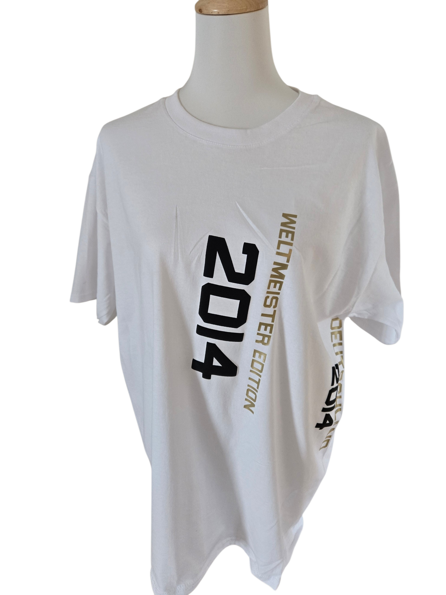 Baumwoll T-Shirt Deutschland WM 2014 weiß gold schwarz American Football Style