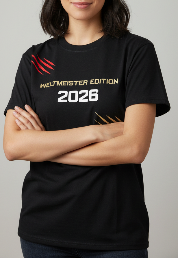 Baumwoll T-Shirt Deutschland WM 2026 weiß Weltmeister Edition