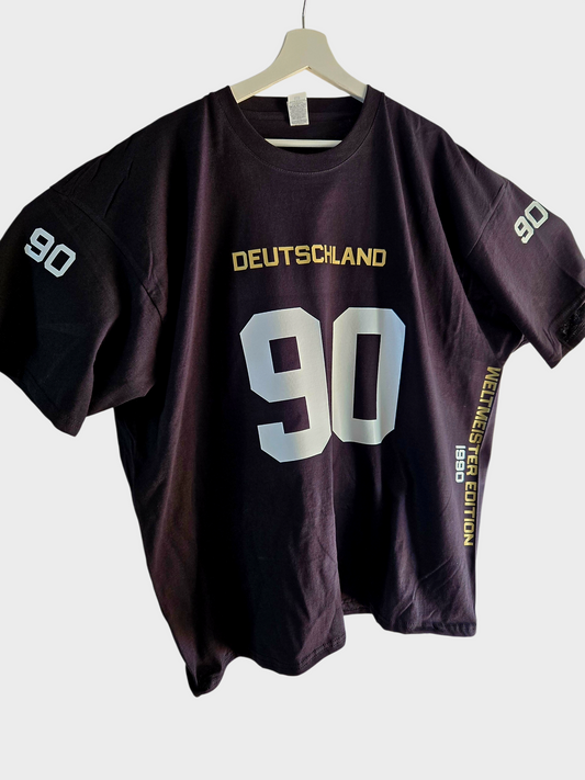Baumwoll T-Shirt Deutschland WM 1990 schwarz American Football Style
