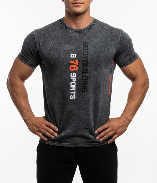 Sport & Fitness Baumwoll T-Shirt Bodybuilding grau Vintage