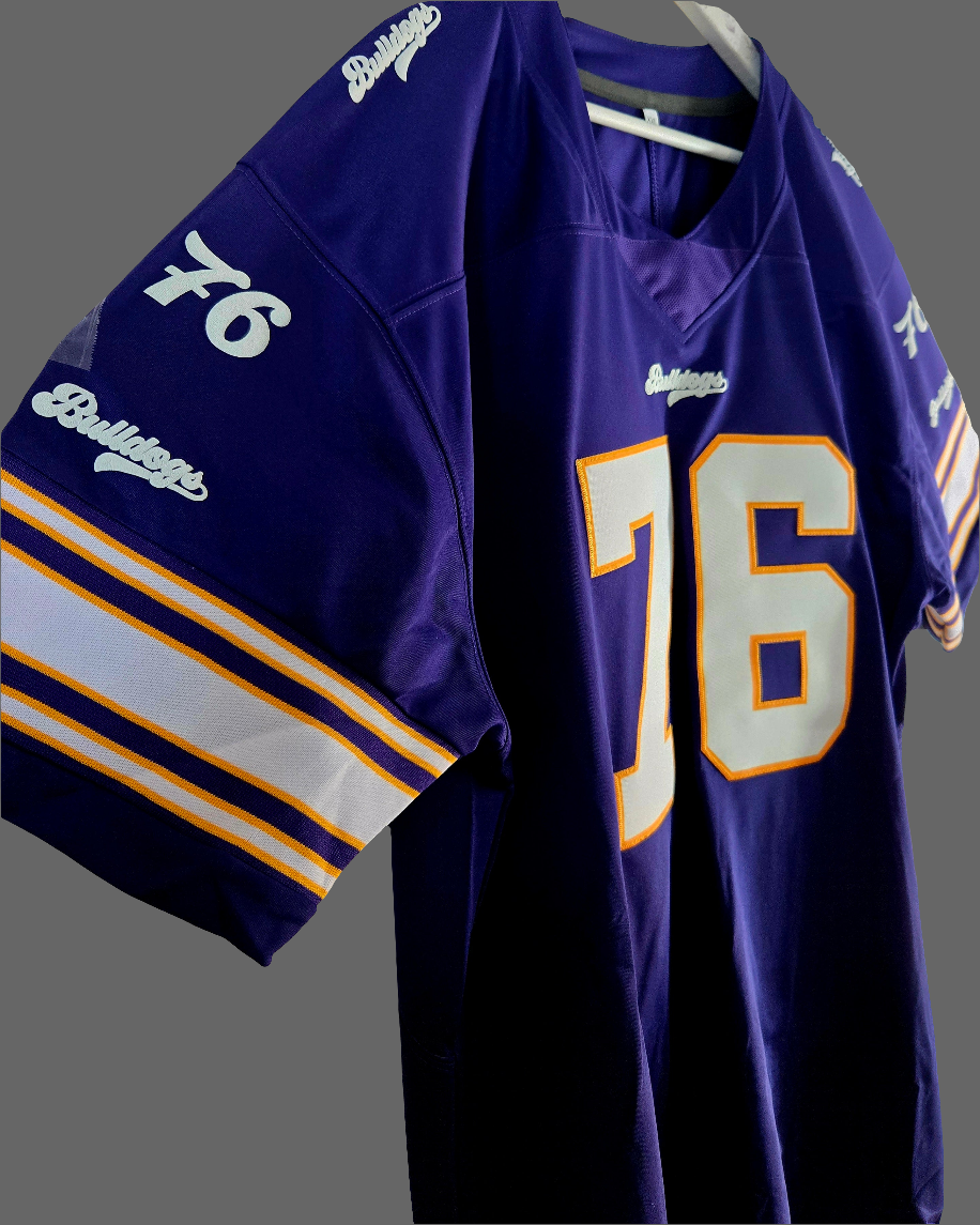 American Football Trikot Bulldogs Lila Weiß