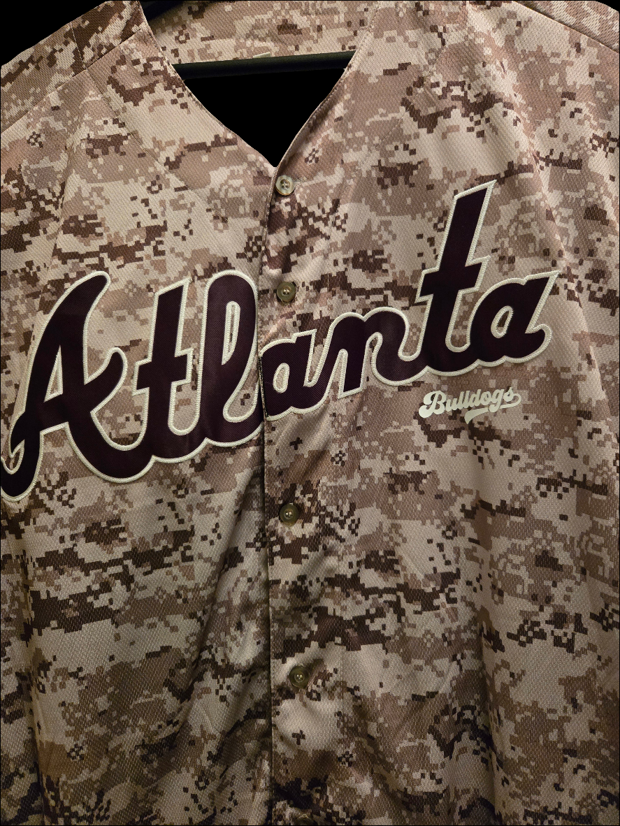 Baseball Trikot Hemd Bulldogs Camouflage Braun Atlanta