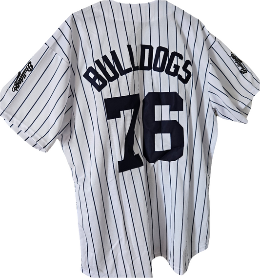 Baseball Trikot Hemd Bulldogs Weiß dunkelblau gestreift New York