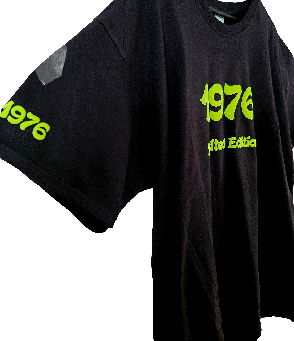 Personalisiertes Baumwoll T-Shirt schwarz Neon gelb Limited Edition