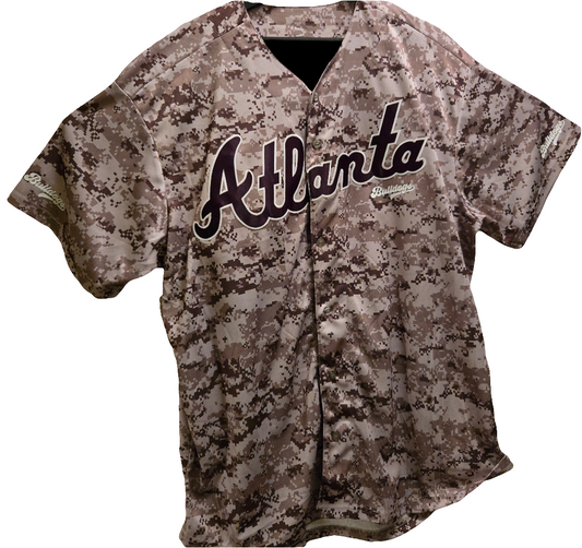 Baseball Trikot Hemd Bulldogs Camouflage Braun Atlanta
