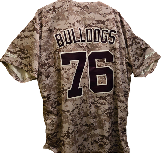 Baseball Trikot Hemd Bulldogs Camouflage Braun Atlanta