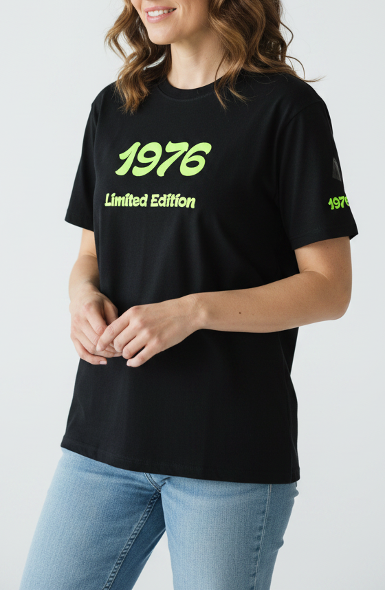 Personalisiertes Baumwoll T-Shirt schwarz Neon gelb Limited Edition