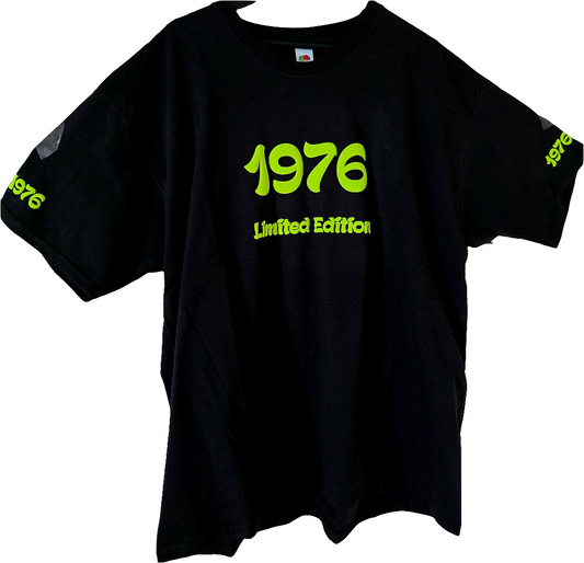 Personalisiertes Baumwoll T-Shirt schwarz Neon gelb Limited Edition