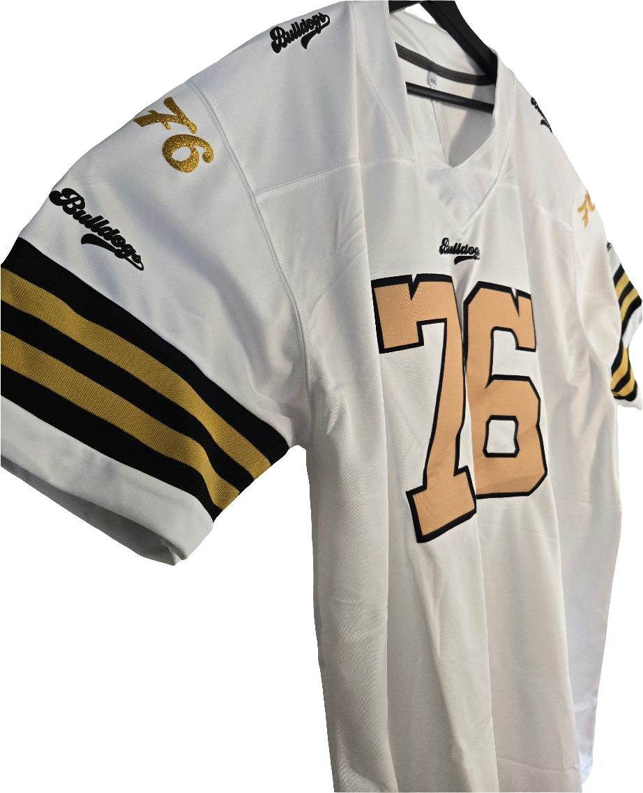 American Football Trikot Bulldogs Weiß Schwarz Gold oder Orange