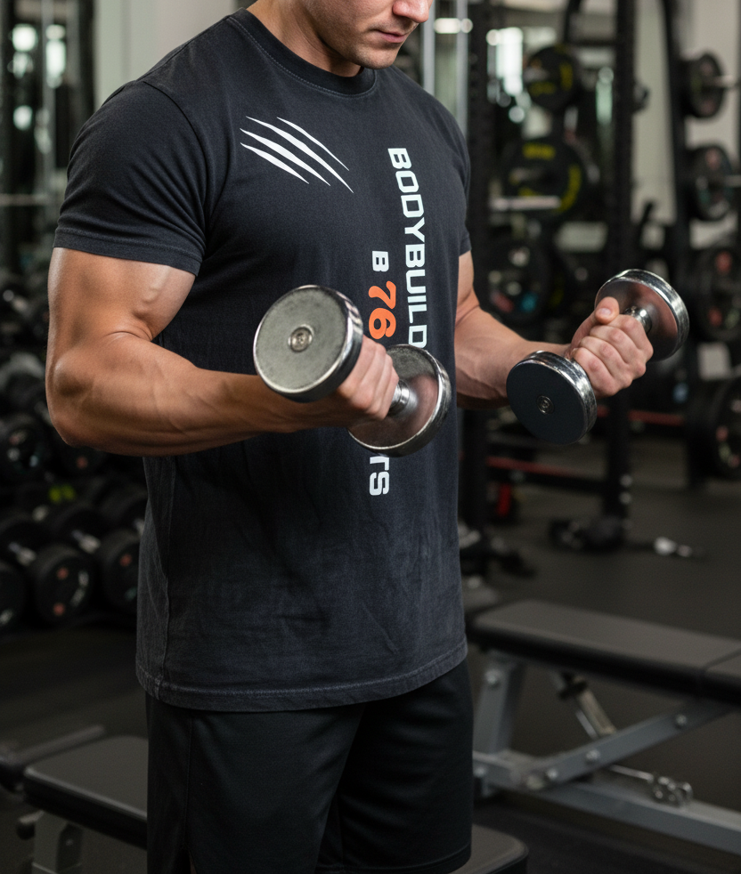Sport & Fitness Baumwoll T-Shirt Bodybuilding schwarz Vintage