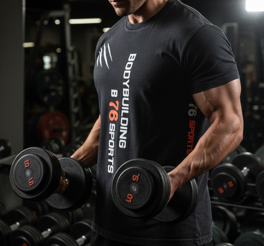 Sport & Fitness Baumwoll T-Shirt Bodybuilding schwarz Vintage