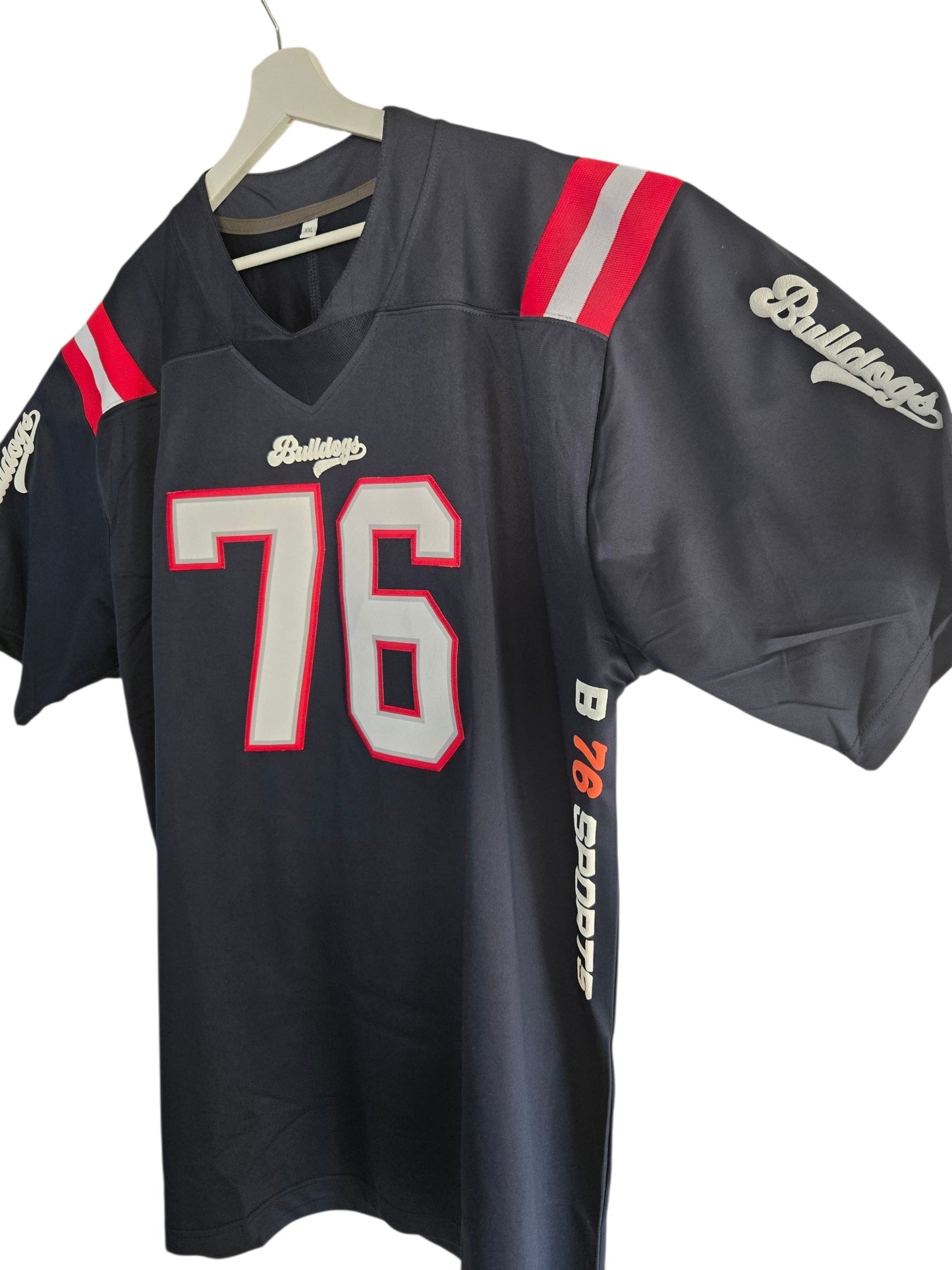 American Football Trikot Bulldogs Bodybuilding Oversize Blau weiß/ rot XXL