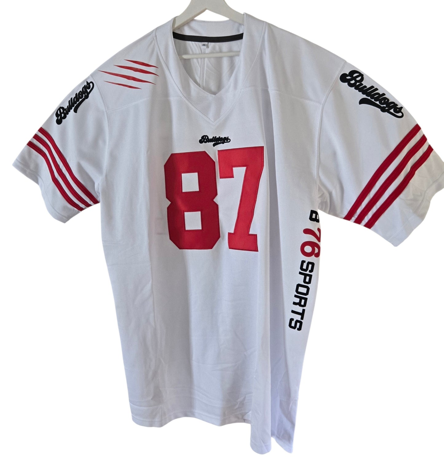 American Football Trikot Bulldogs Bodybuilding Oversize weiß rot schwarz