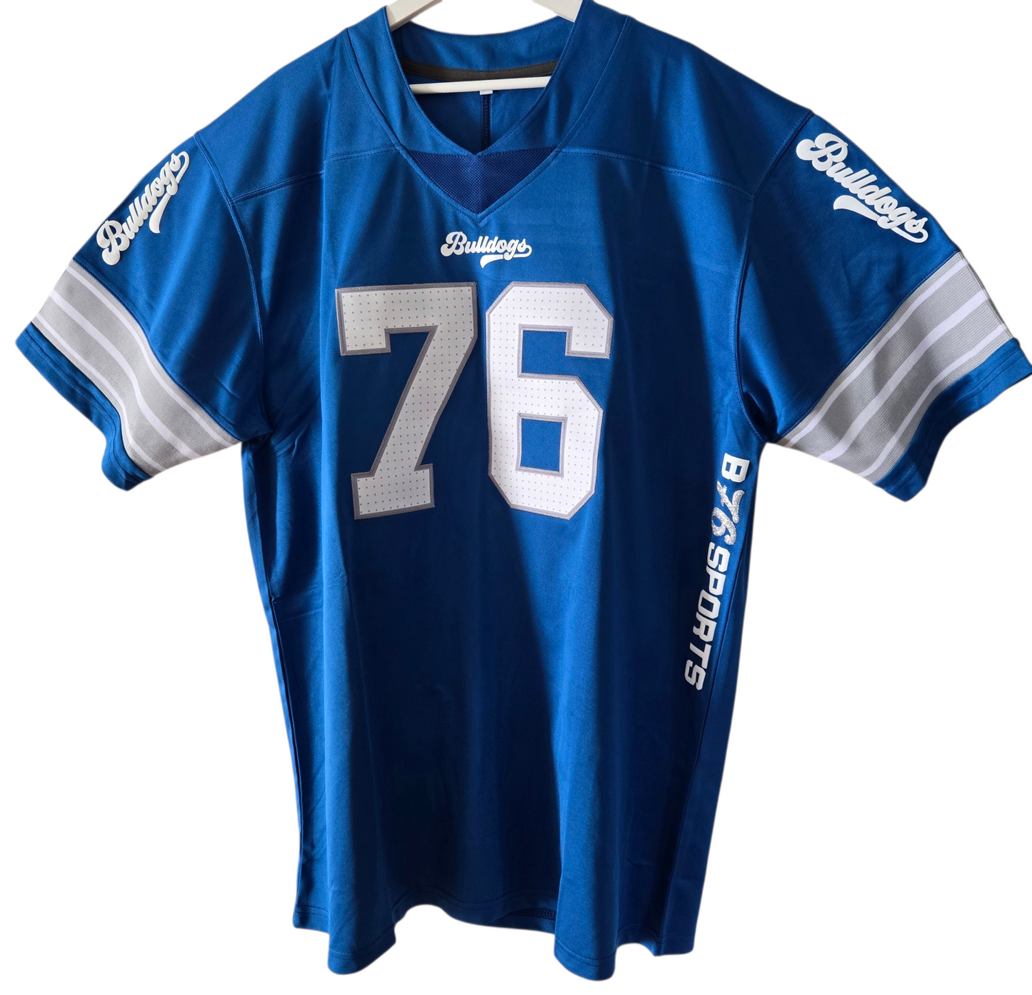 American Football Trikot Bulldogs Oversize Blau Silber/weiß