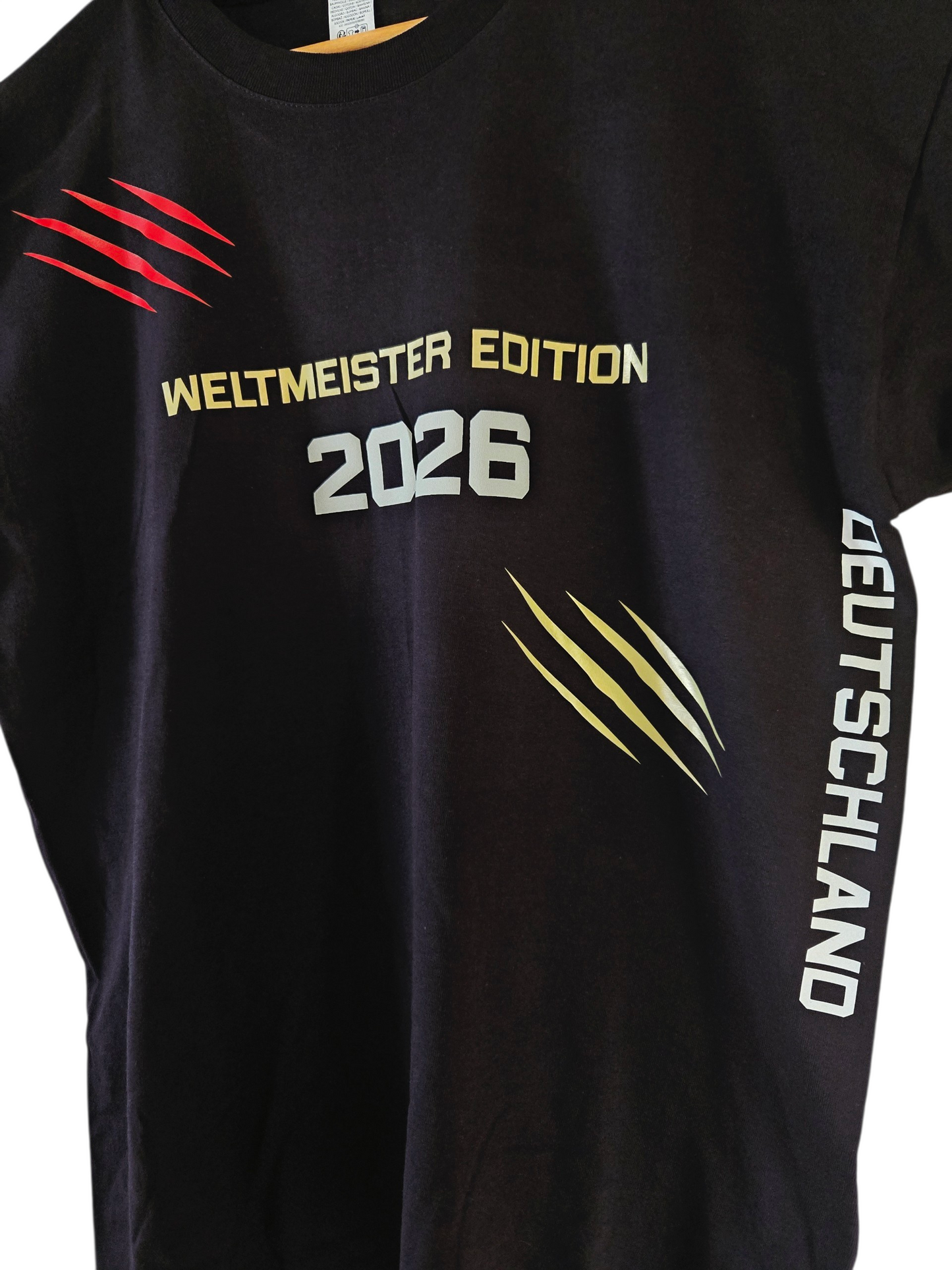 Baumwoll T-Shirt Deutschland WM 2026 schwarz Weltmeister Edition