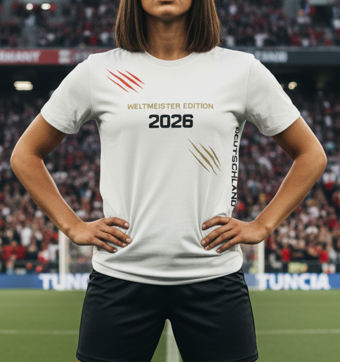 Baumwoll T-Shirt Deutschland WM 2026 schwarz Weltmeister Edition