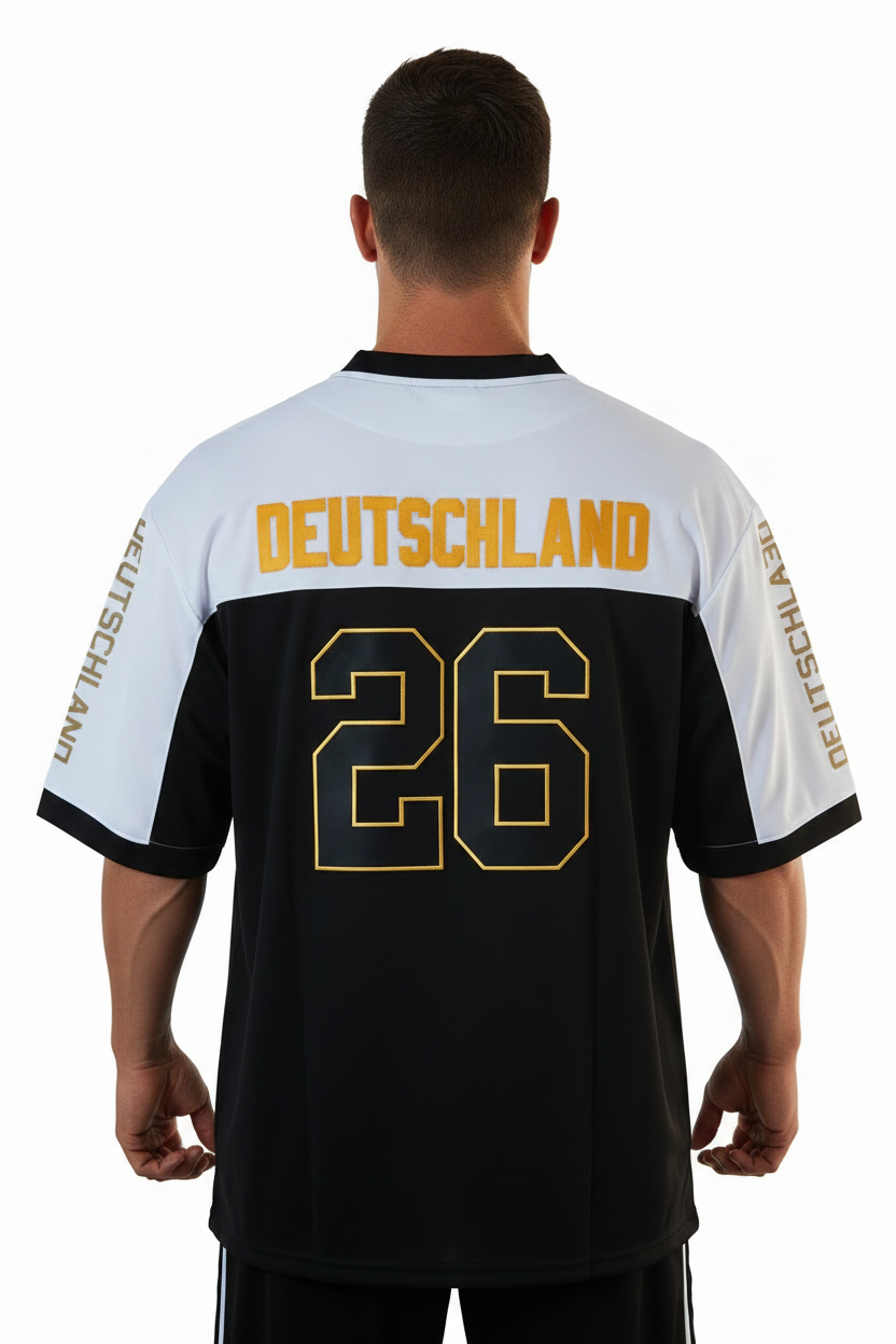 American Football Trikot Deutschland Fußball WM 26 schwarz weiß gold