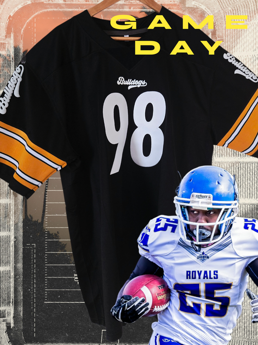 American Football Trikot Bulldogs schwarz gelb weiß