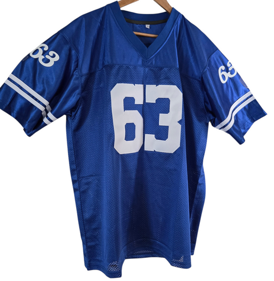 Football Trikot Nummer 63 Mücke Blau Weiß