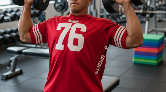 American Football Trikot Bulldogs Nummer 76 Oversize rot weiß