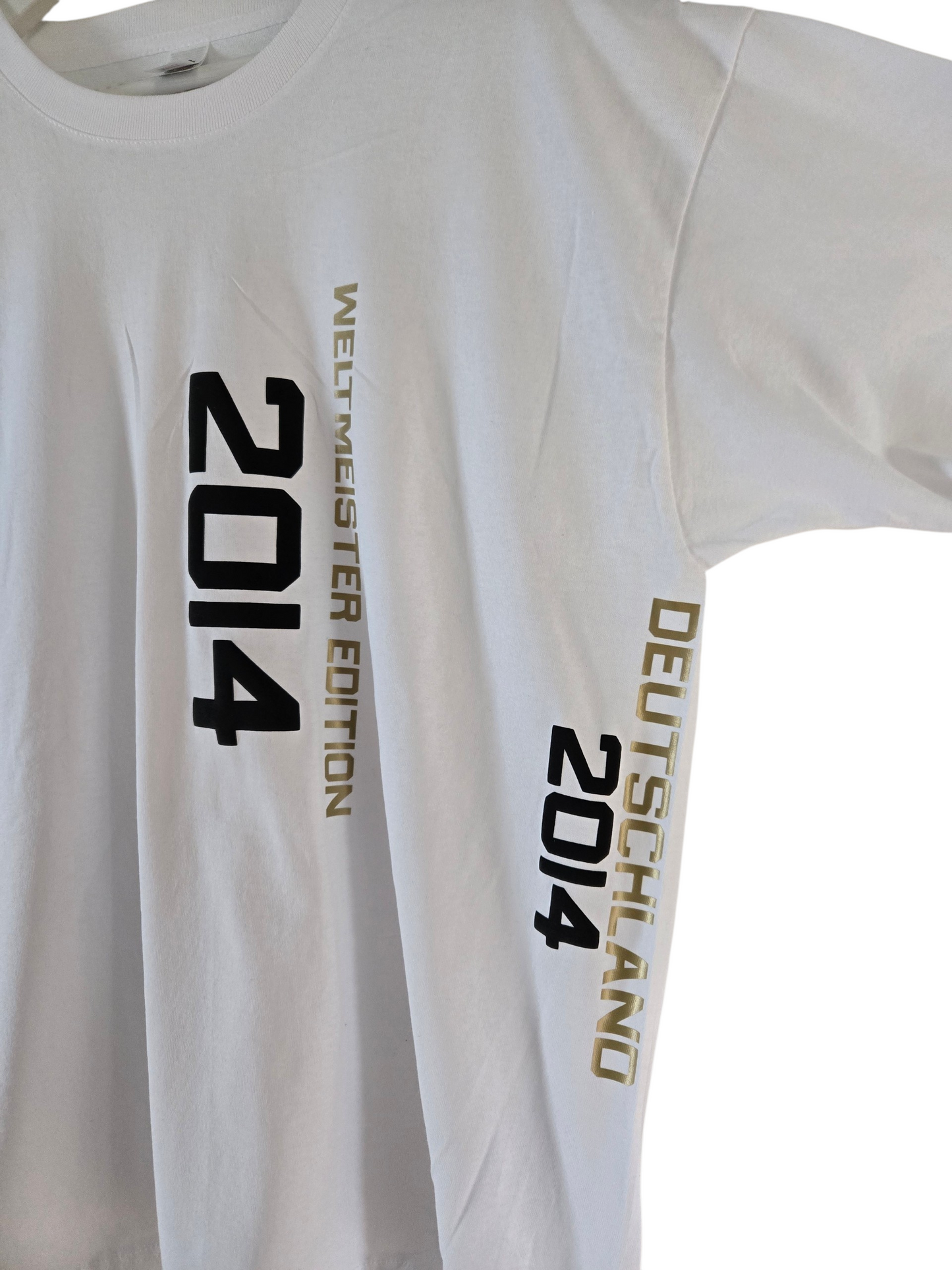 Baumwoll T-Shirt Deutschland WM 2014 weiß gold schwarz American Football Style