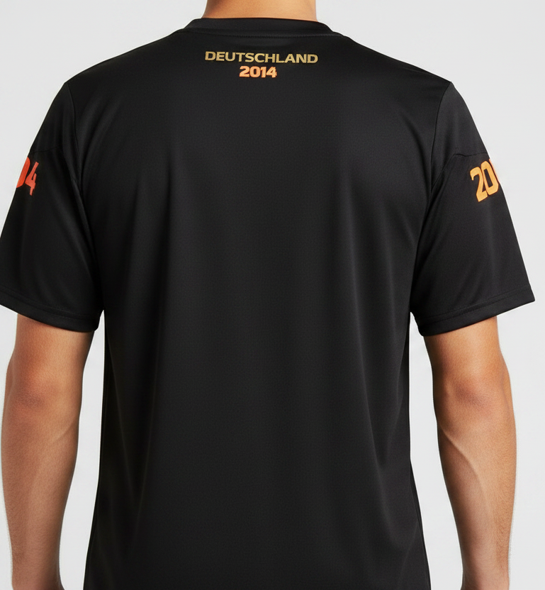 Baumwoll T-Shirt Deutschland WM 2014 schwarz gold orange American Football Style