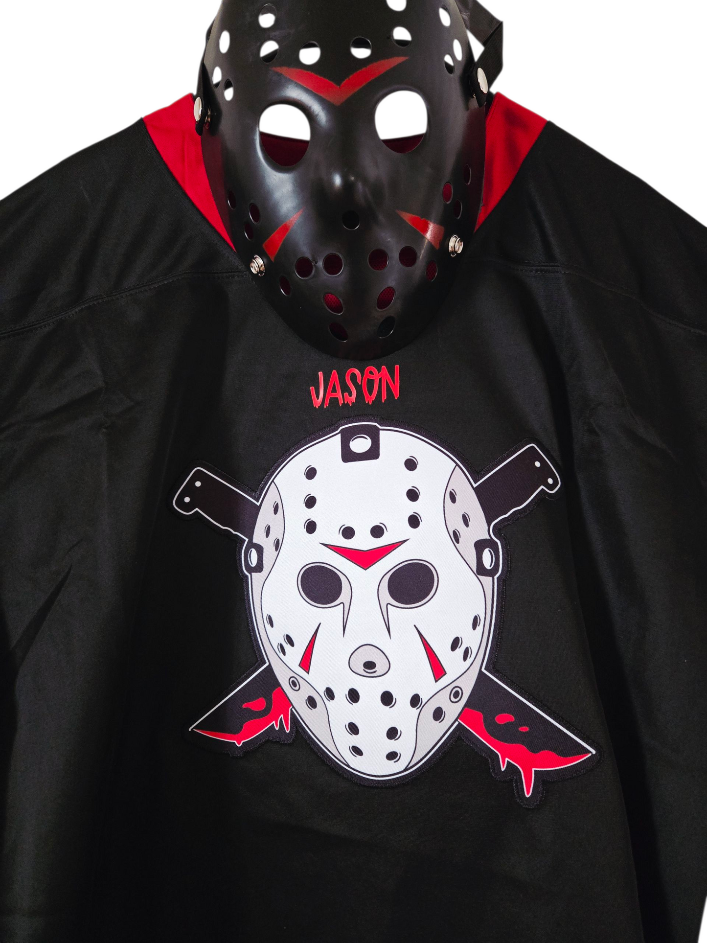 Halloween Karneval Set Football Trikot Jason Voorhees Nummer 13 mit Maske (schwarz) XL