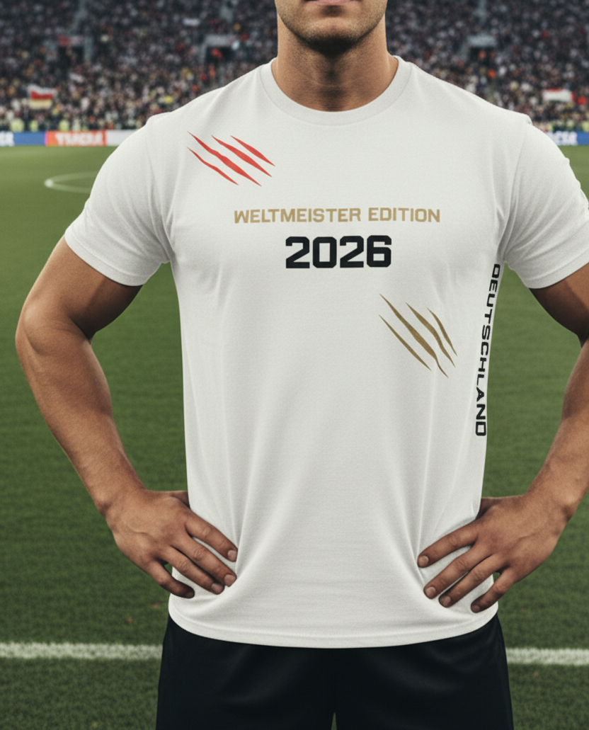 Baumwoll T-Shirt Deutschland WM 2026 schwarz Weltmeister Edition