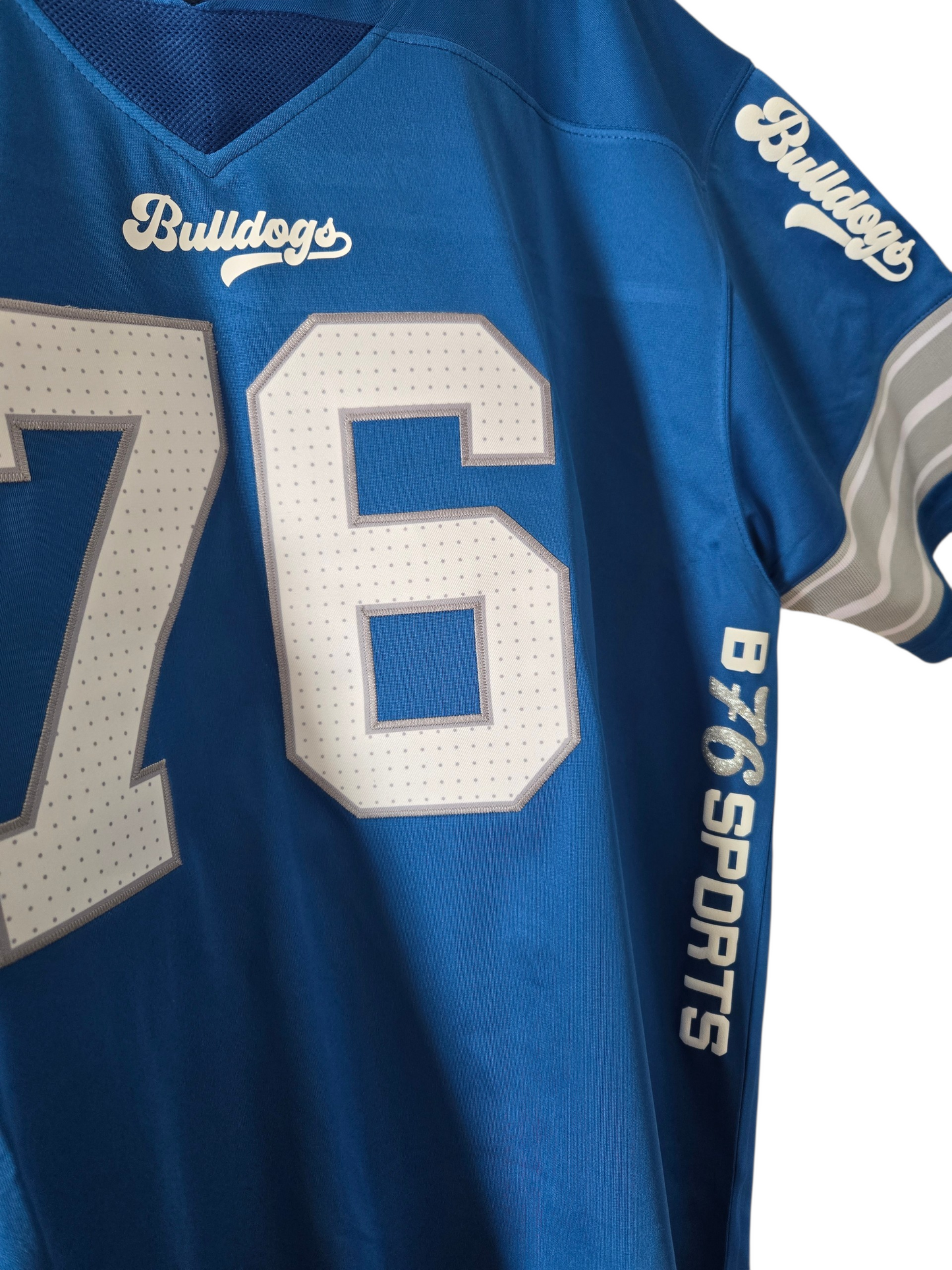 American Football Trikot Bulldogs Oversize Blau Silber/weiß