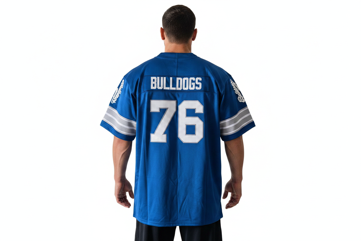 American Football Trikot Bulldogs Oversize Blau Silber/weiß