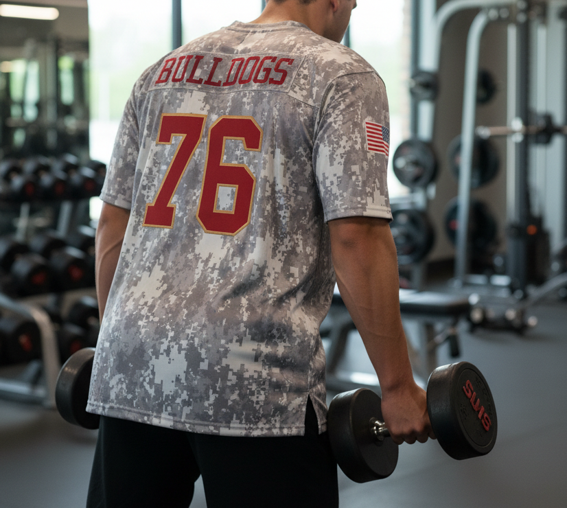 American Football Trikot Bulldogs Bodybuilding Camouflage Oversize