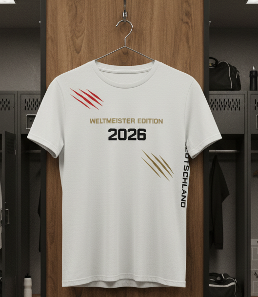 Baumwoll T-Shirt Deutschland WM 2026 weiß Weltmeister Edition