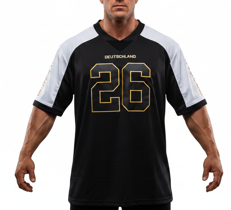 American Football Trikot Deutschland Fußball WM 26 schwarz weiß gold