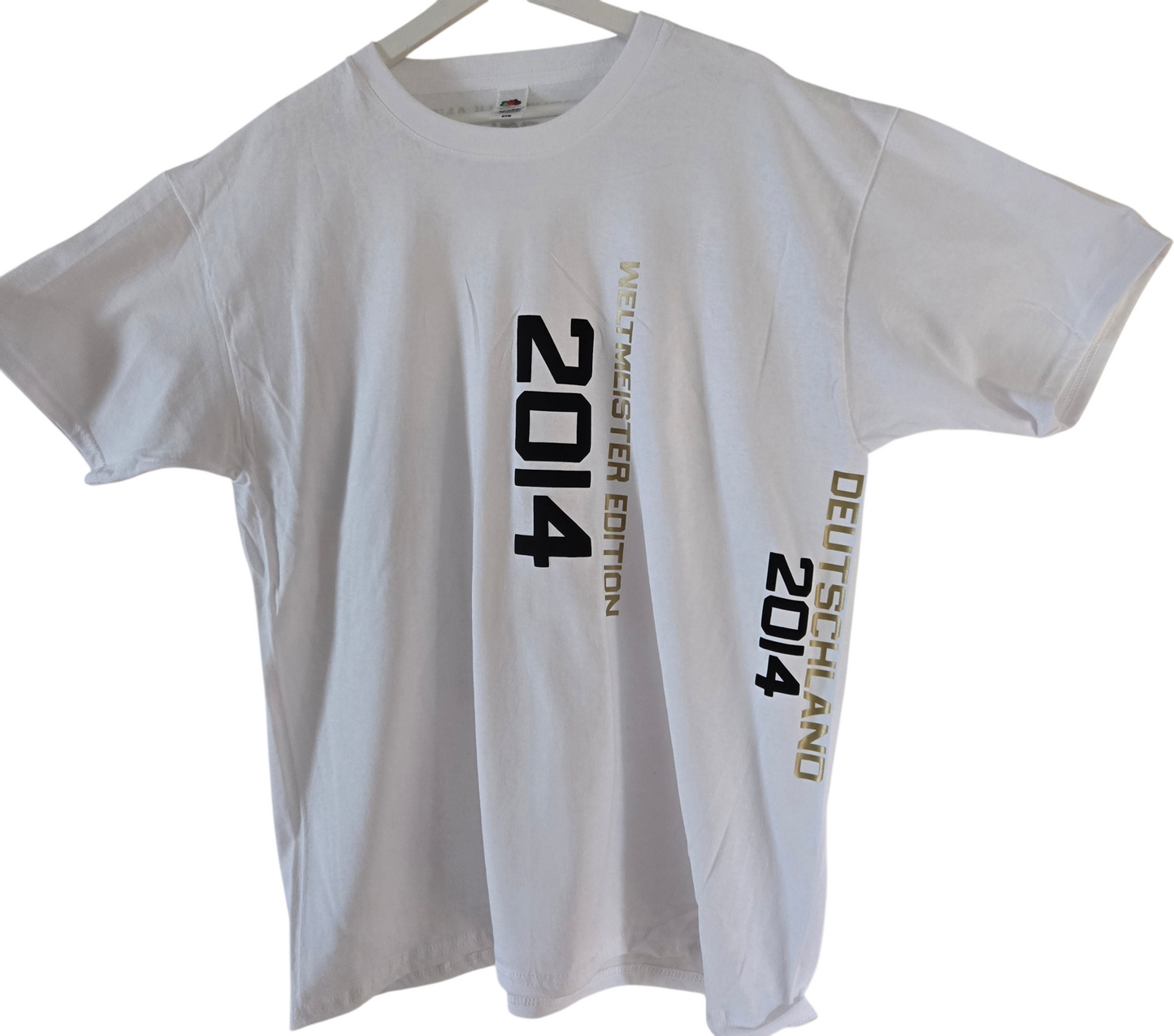 Baumwoll T-Shirt Deutschland WM 2014 weiß gold schwarz American Football Style