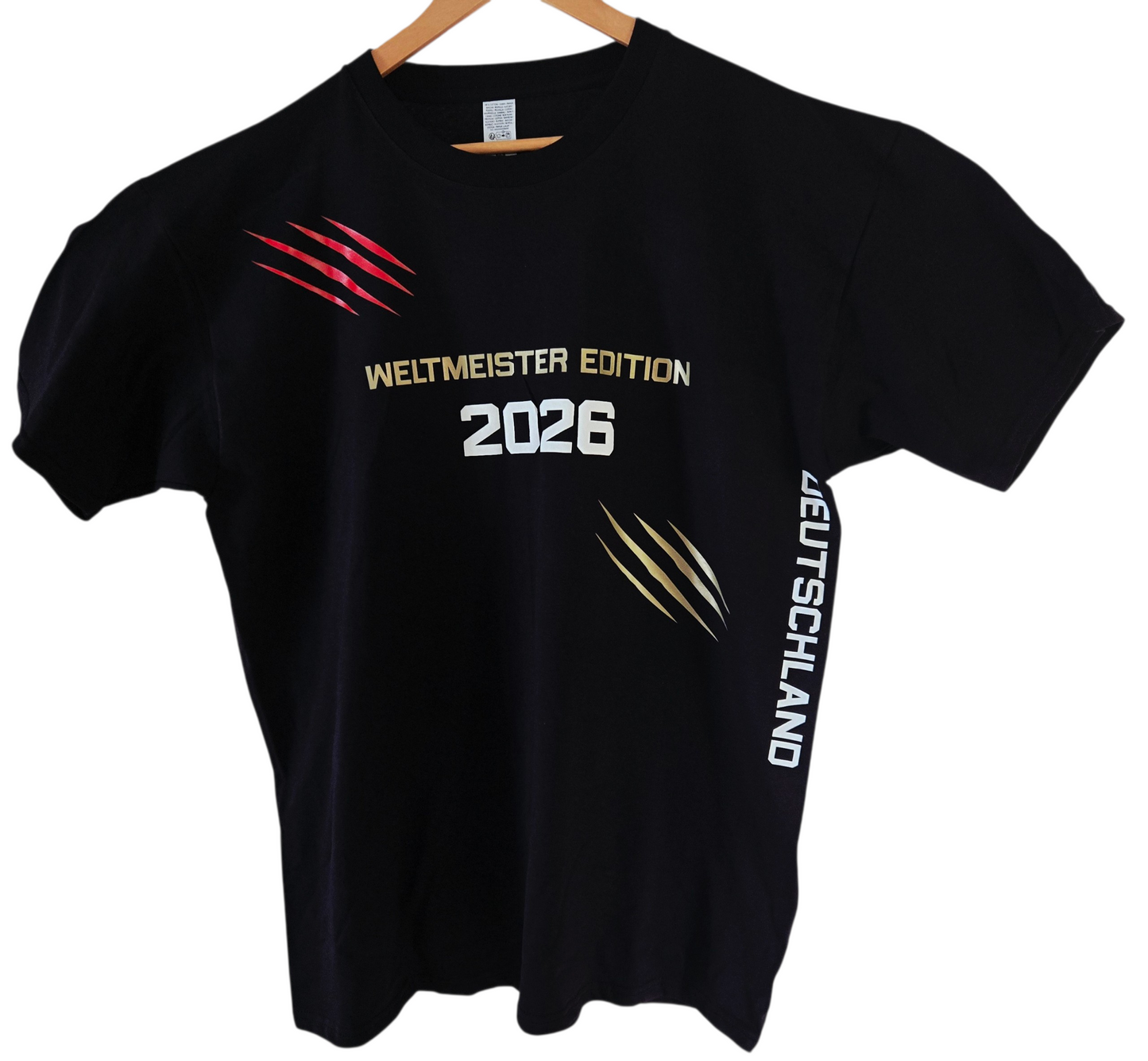 Baumwoll T-Shirt Deutschland WM 2026 schwarz Weltmeister Edition