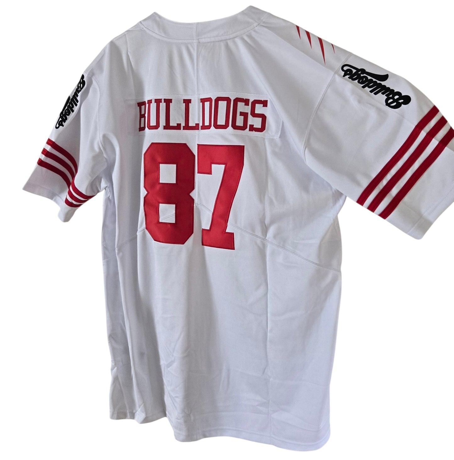 American Football Trikot Bulldogs Bodybuilding Oversize weiß rot schwarz